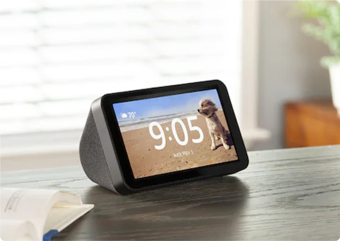 A smart hub on a desk.