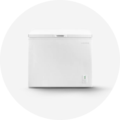 A white chest freezer.