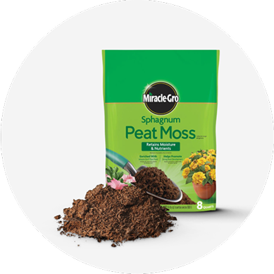 A bag of Miracle-Gro sphagnum peat moss.