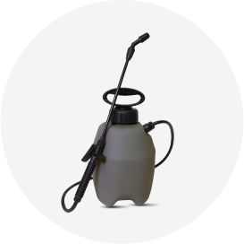 A gray tank sprayer with a black spray wand.