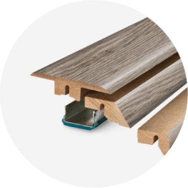 A section of gray multipurpose laminate floor moulding.