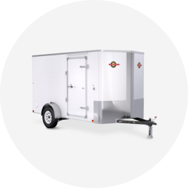 A white enclosed trailer.