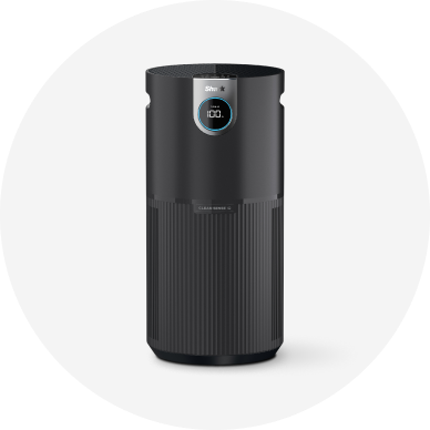 A black air purifier.