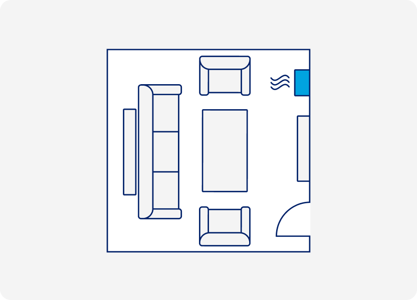 A medium window A C unit in a room between 250 and 500 square feet.