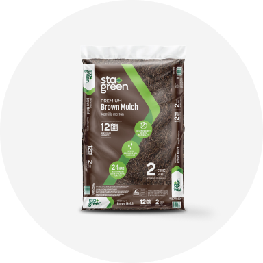 A bag of brown mulch.