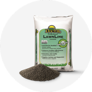 A bag of Soil Doctor pelletized lawn lime.