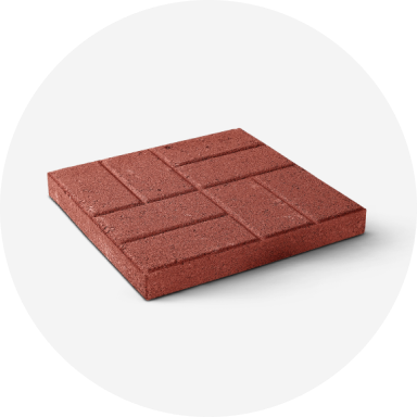 A square red brick-look patio paver.
