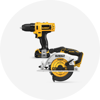 A cordless DEWALT drill.