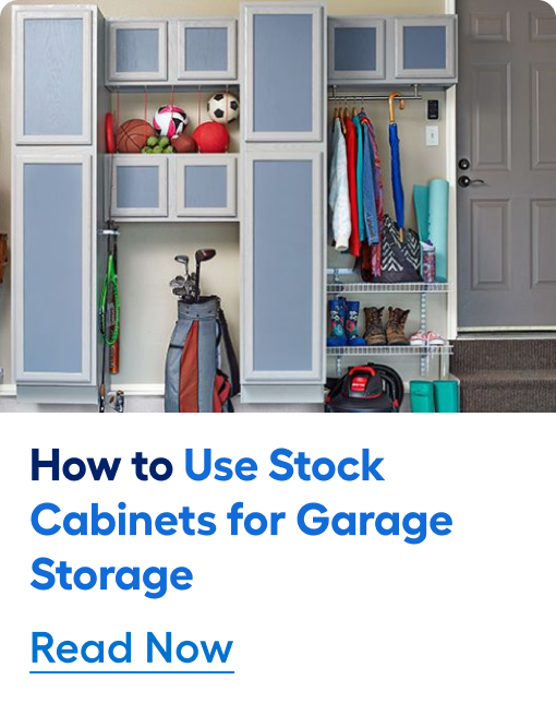 How to Use Stock Cabinets for Garage Storage. Read now.