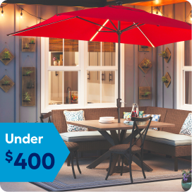 Lighted umbrellas under $400.