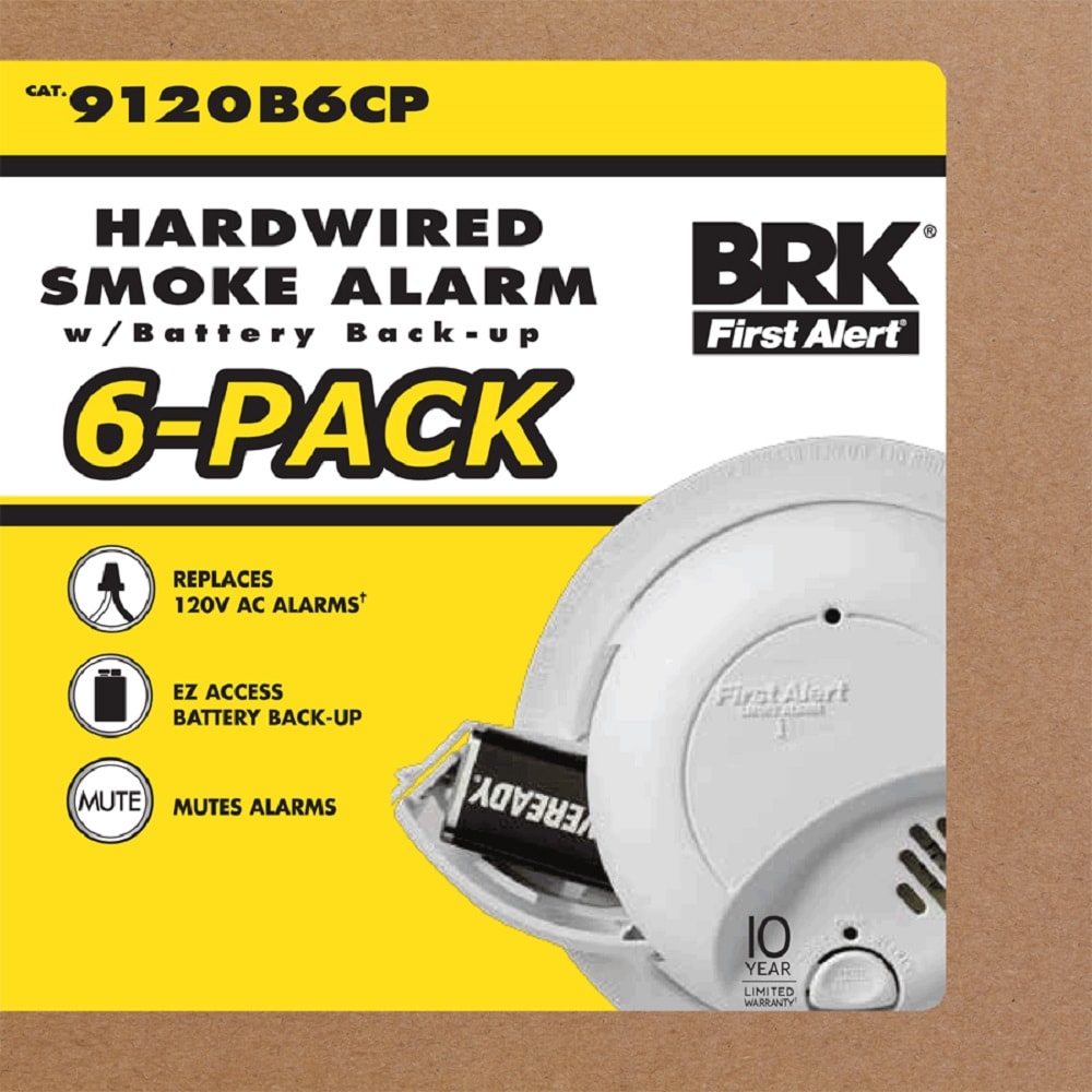 BRK Hardwired (with Battery Back-up) Ionization Smoke Detector (6-Pack)