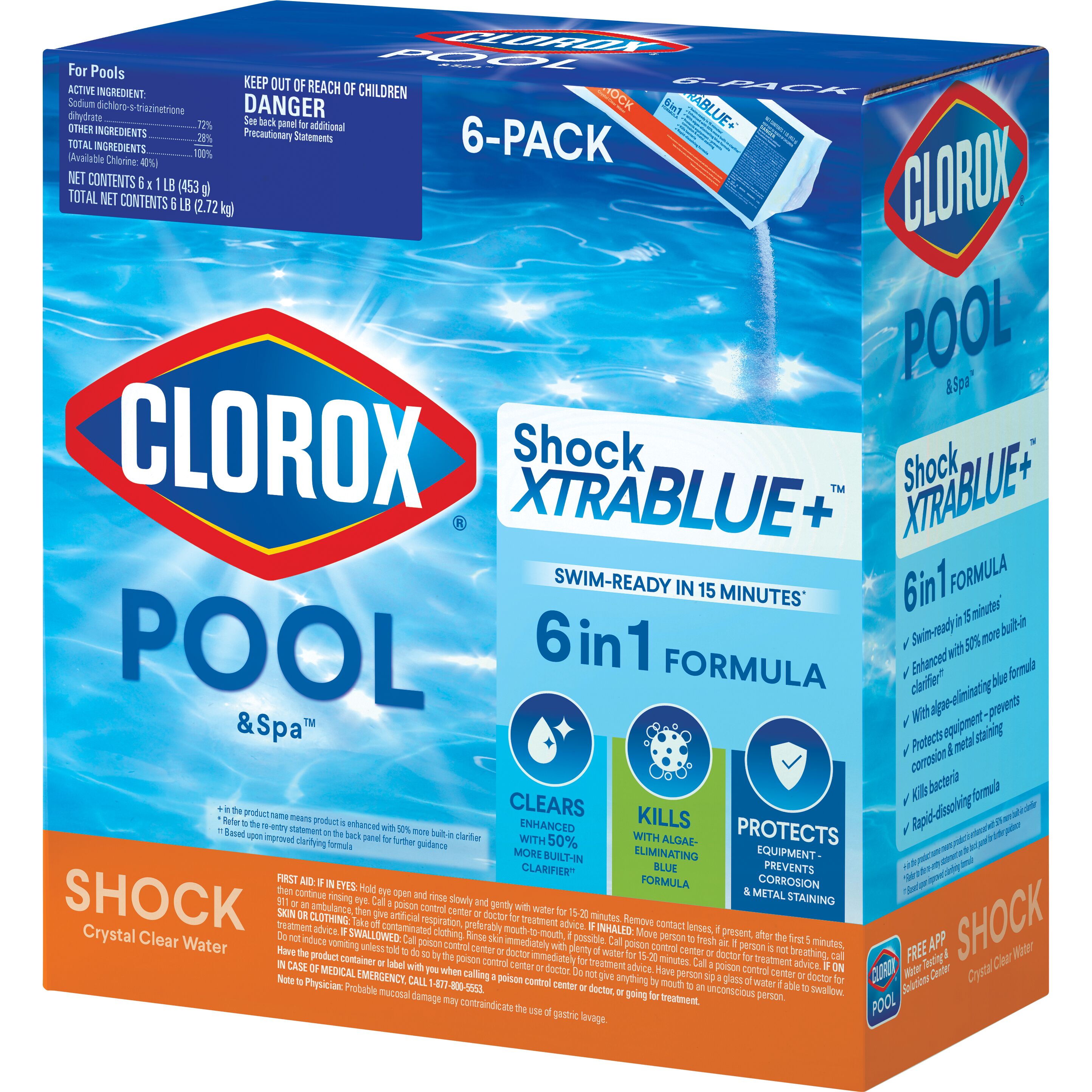 XtraBlue 6 in 1, 6 -Pack 16-oz Dichlor Pool Shock