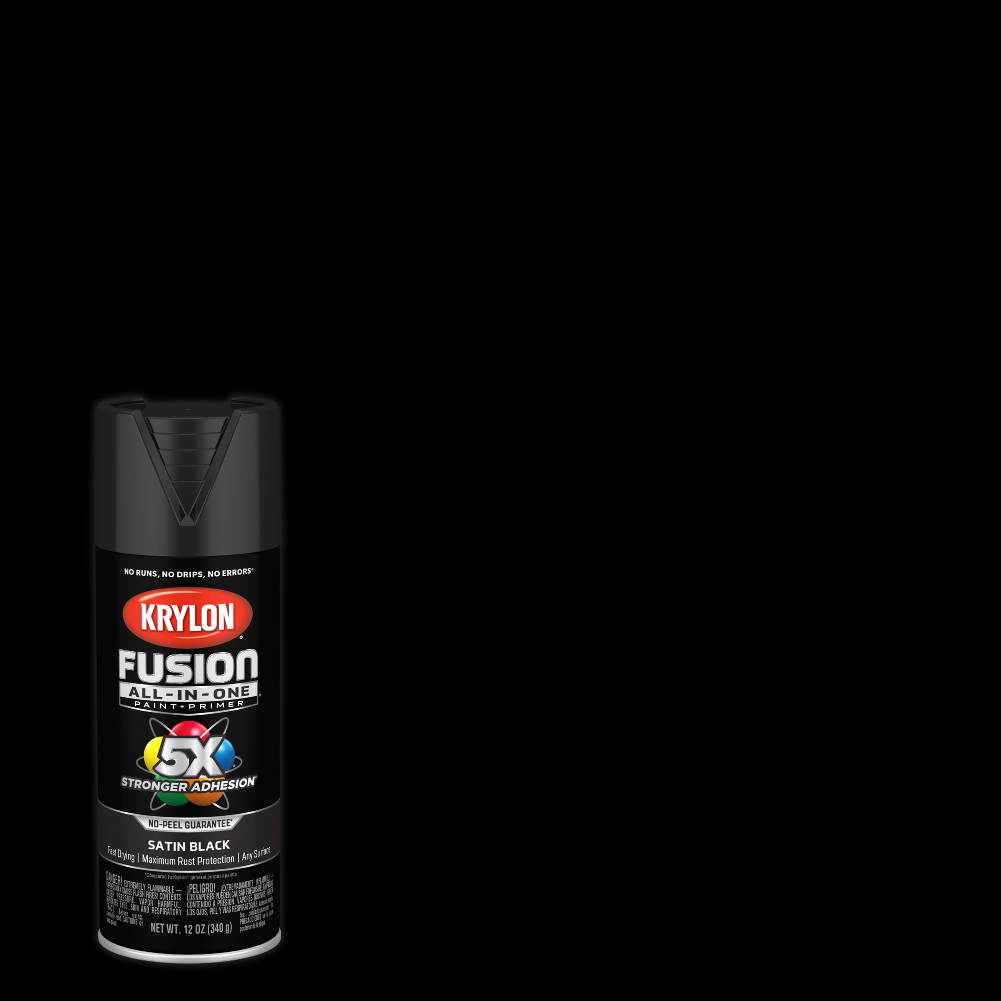 Fusion All-In-One Satin Black Urethane Spray paint and primer in one ( NET WT. 12-oz )
