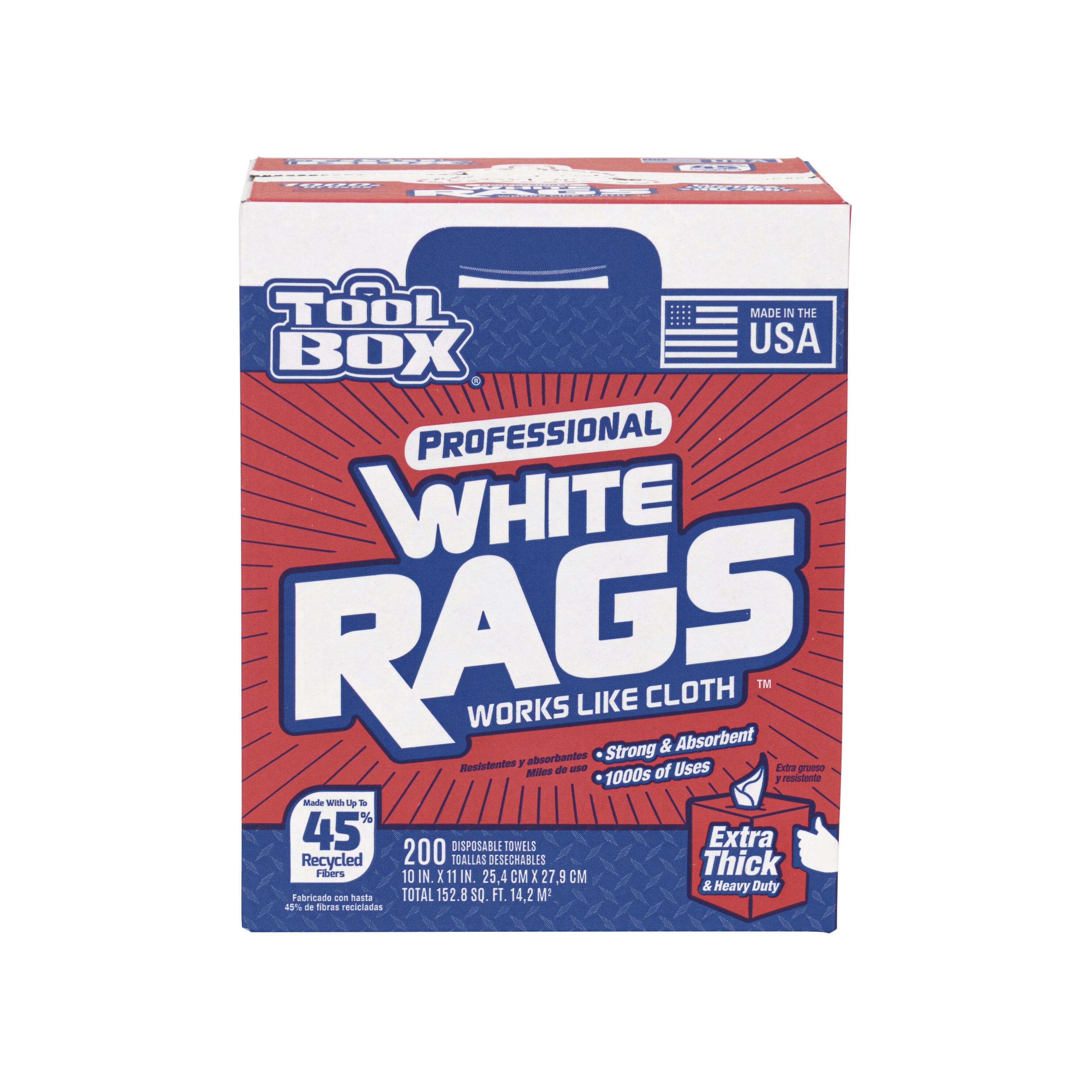 ToolBox Professional White Rags 200 -Pack Paper Shop towel