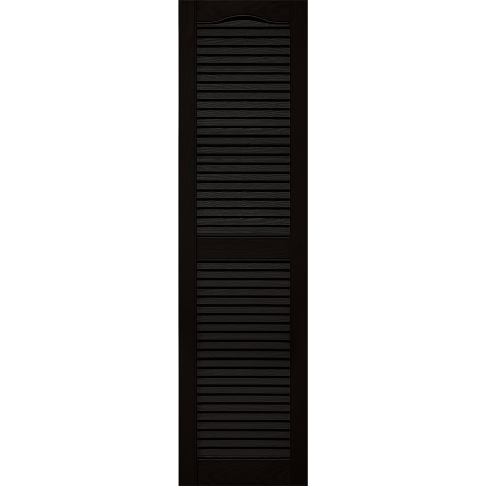 14.625-in W x 54.8125-in H Black Louvered Exterior Shutters ( 2 -Pack )