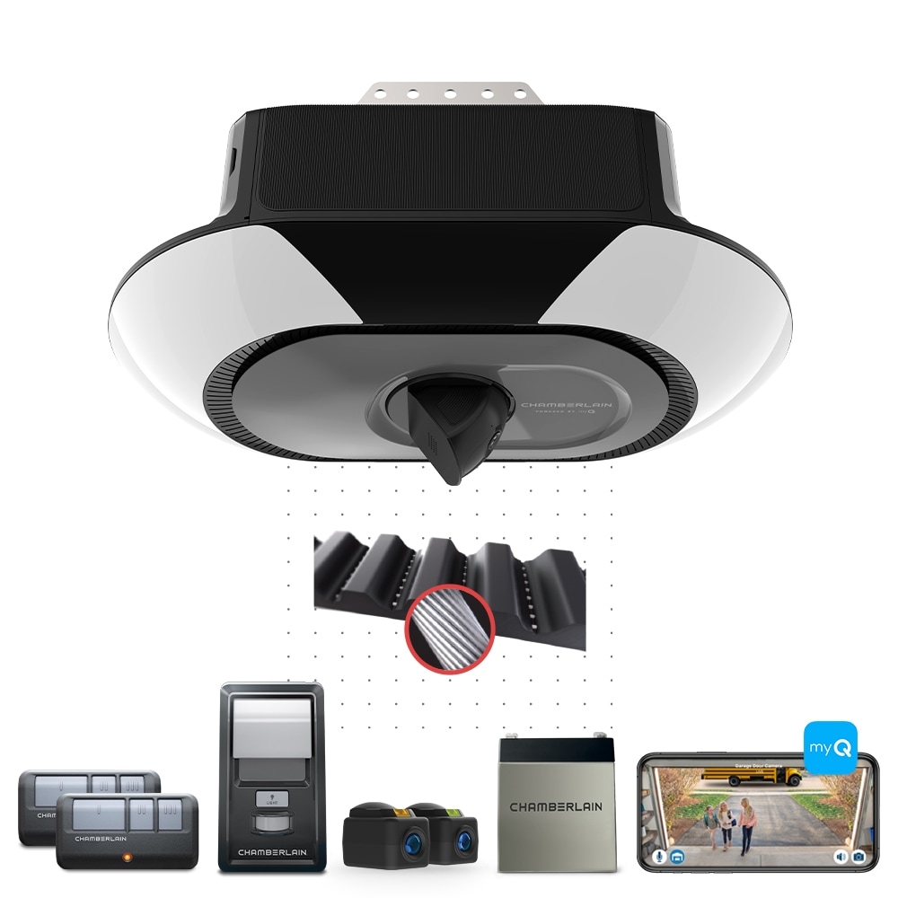 1-1/4 HPS myQ Video Ultra Quiet Smart Compatible Belt drive Garage Door Opener Wi-Fi Compatibility and Battery Back-Up LED Light and Camera(s)