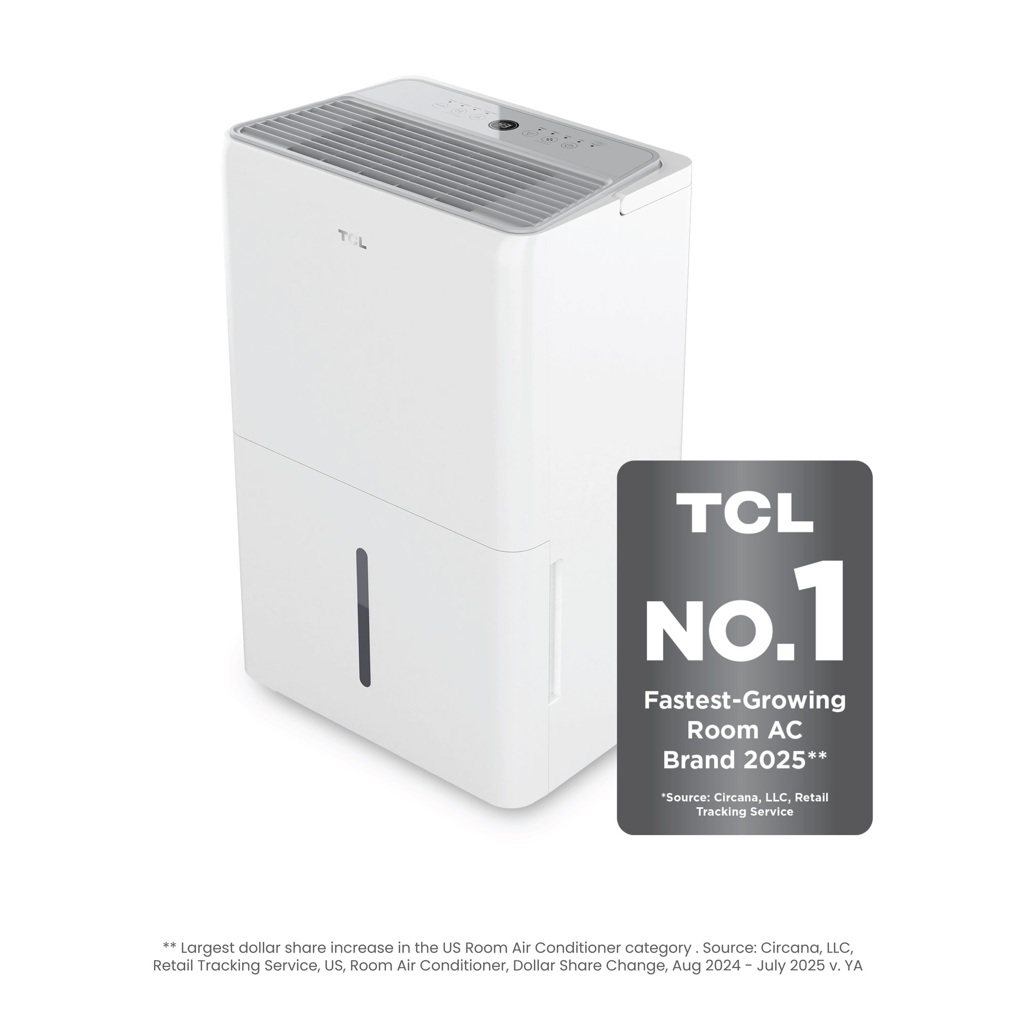 TCL 50 -Pint Large Room Dehumidifier For Basements , with Built-In Pump , ENERGY STAR Certified White #H50D46W