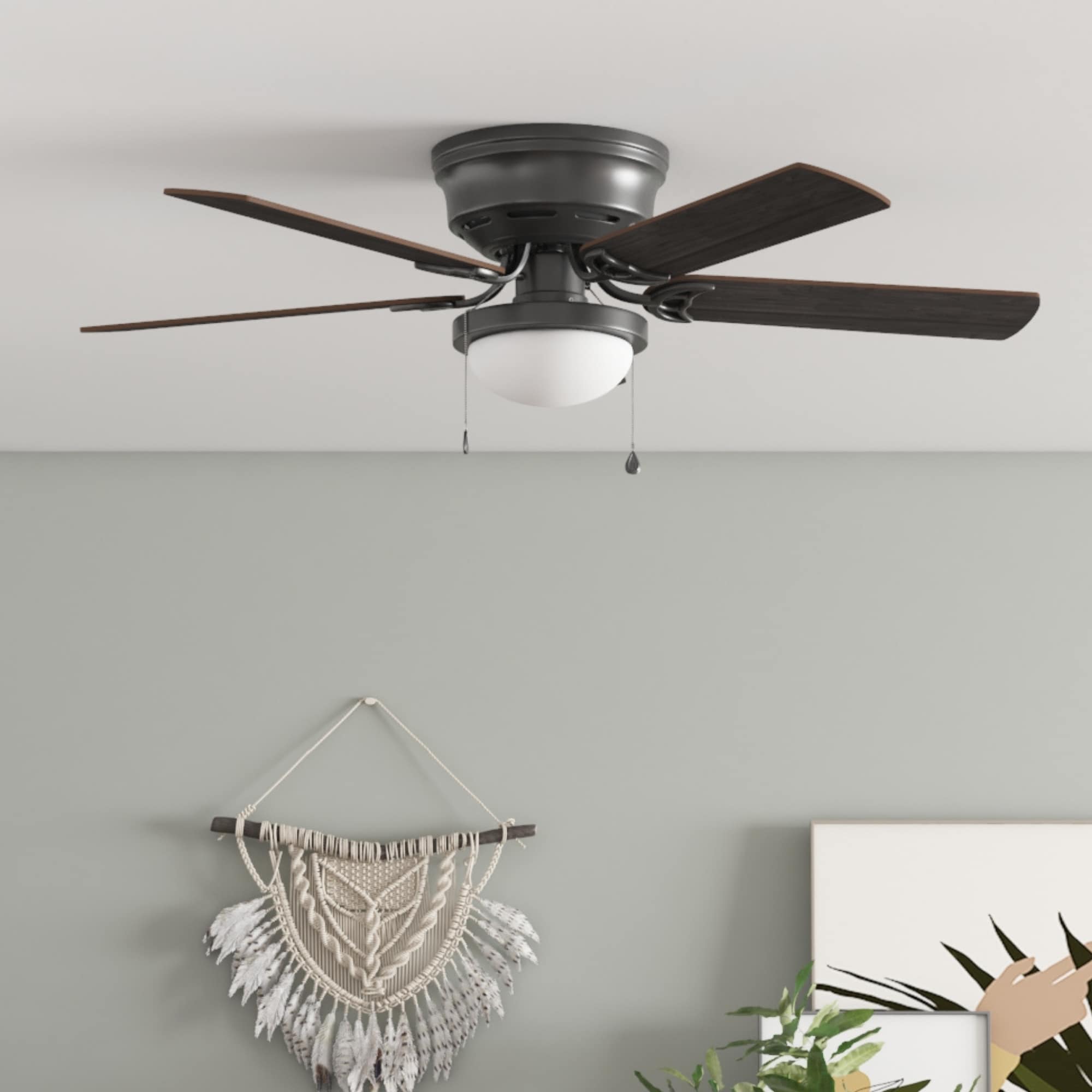 Armitage 52-in Bronze with Toffee/cocoa Blades Flush Mount Ceiling Fan With Light 5 -Blade