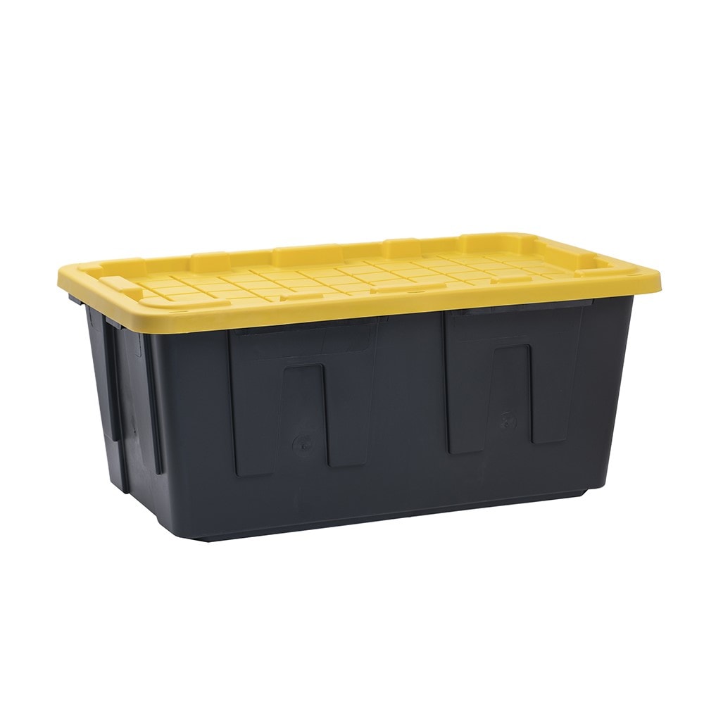 Commander X-large 40 -Gallons ( 160 -Quarts ) Black and Yellow Heavy Duty Stackable Tote with Standard Snap Lid