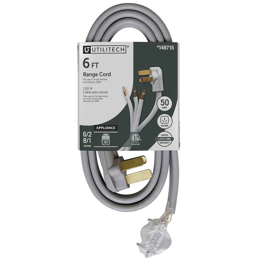 6-ft 50 -Amp 3 -Prong Gray Range Appliance Power Cord
