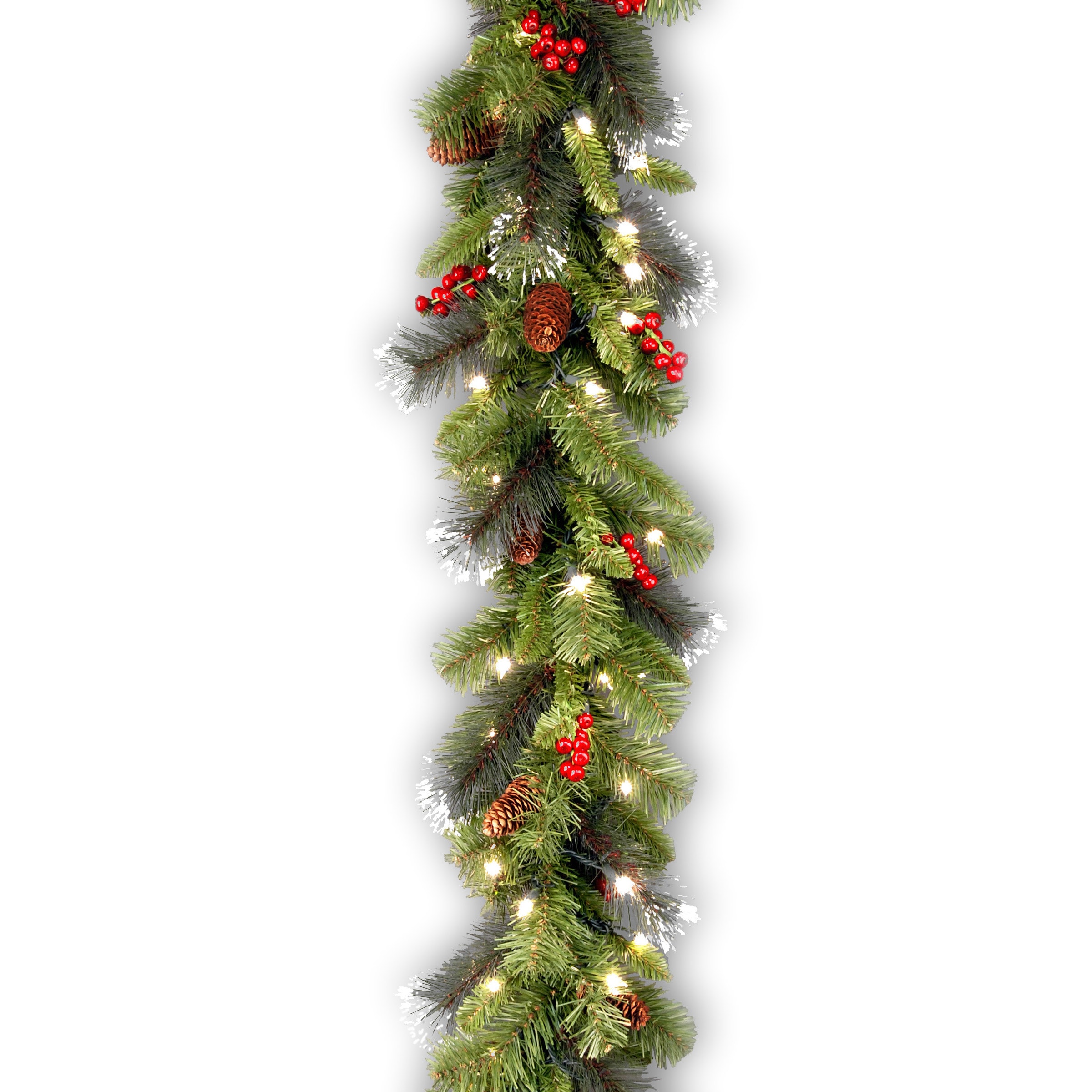 Indoor/Outdoor Pre-lit Electrical outlet 9.0-ft Spruce Artificial Garland with White Incandescent Lights