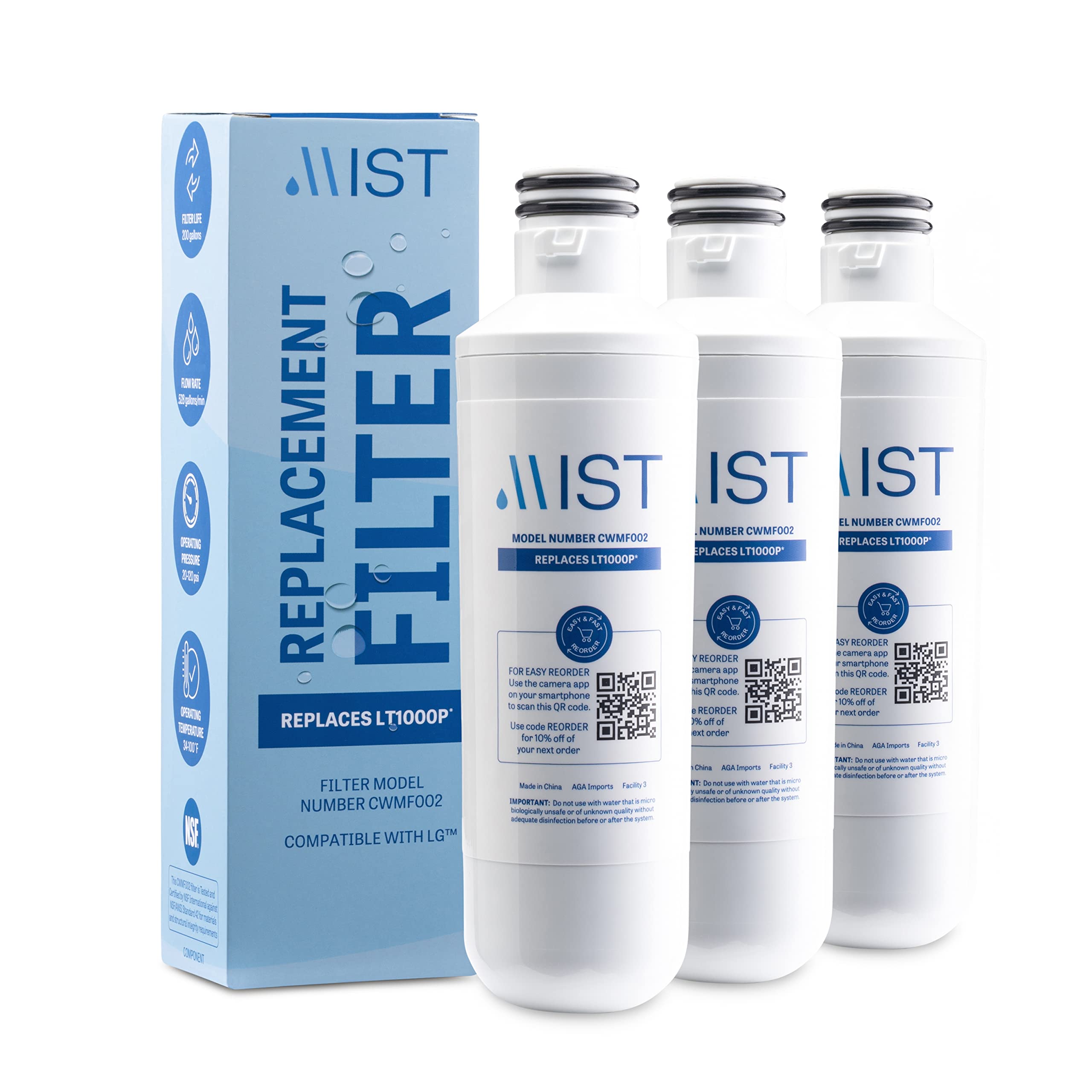 Twist-in Refrigerator Water Filter LT1000P 3 -Pack