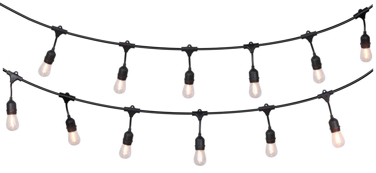 48-ft Plug-in Black Outdoor String Light with 18 White -Light LED Edison Bulbs