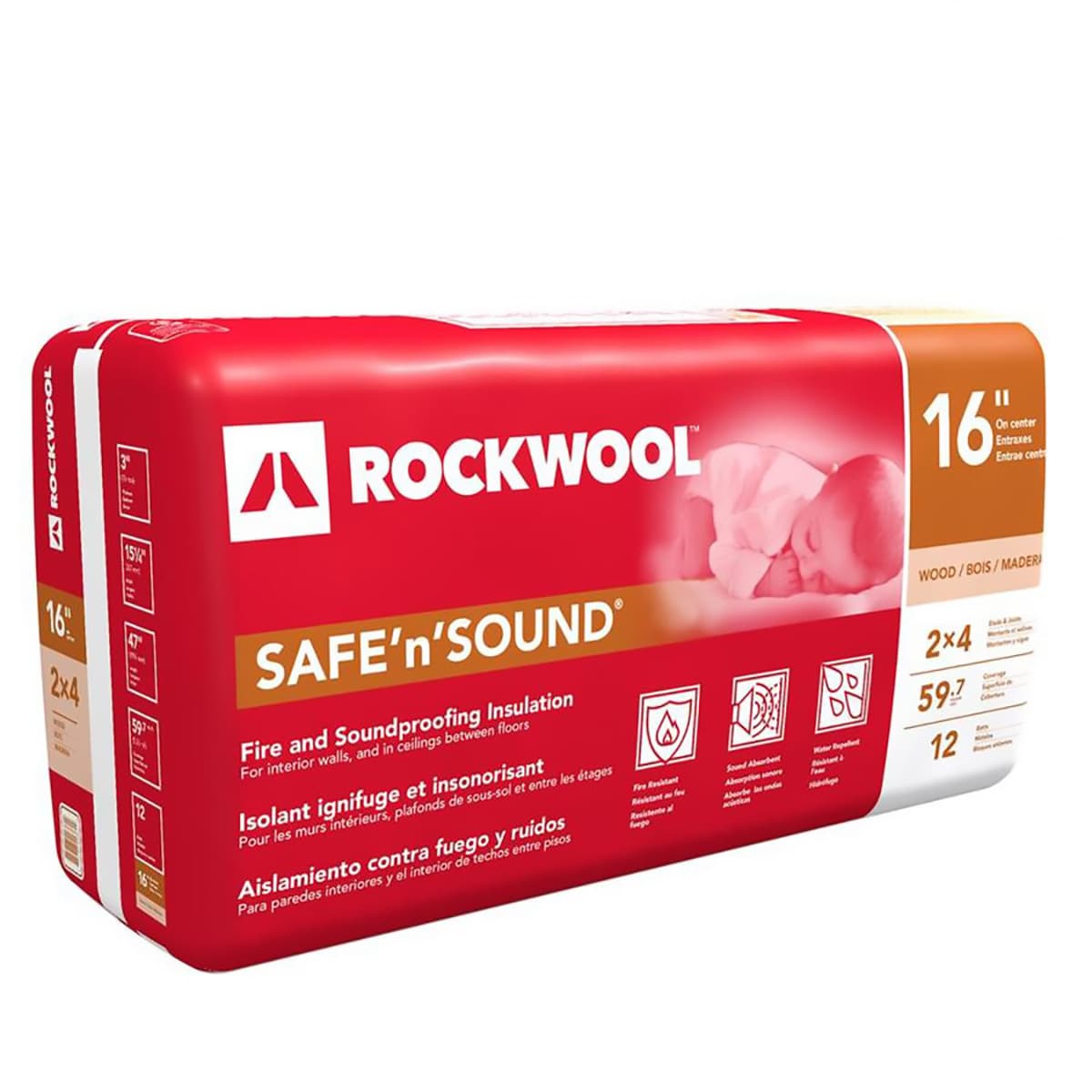 Safe'n'Sound R- Wall Unfaced Stone wool Batt Insulation 59.7-sq ft ( 15.25-in W x 47-in L)