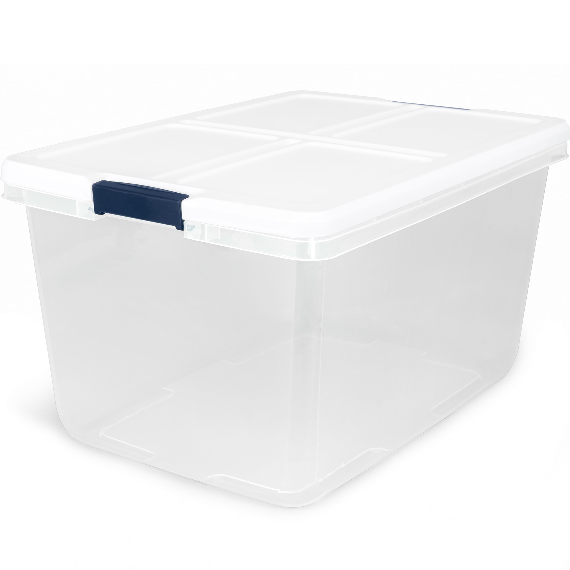 Medium 16.5 -Gallons ( 66 -Quarts ) Clear/White Stackable Tote with Latching Lid