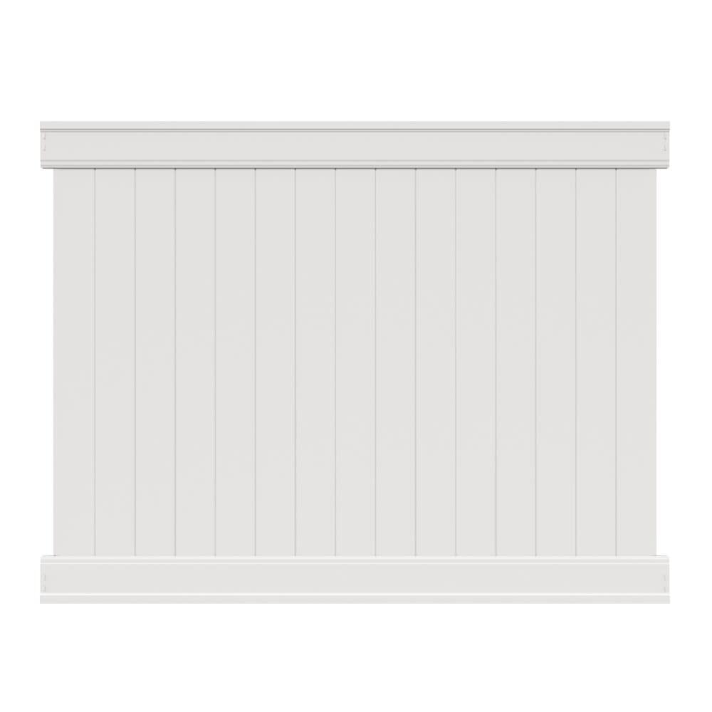 Emblem 6-ft H x 8-ft W White Privacy Vinyl Flat-top Fence panel (Unassembled)