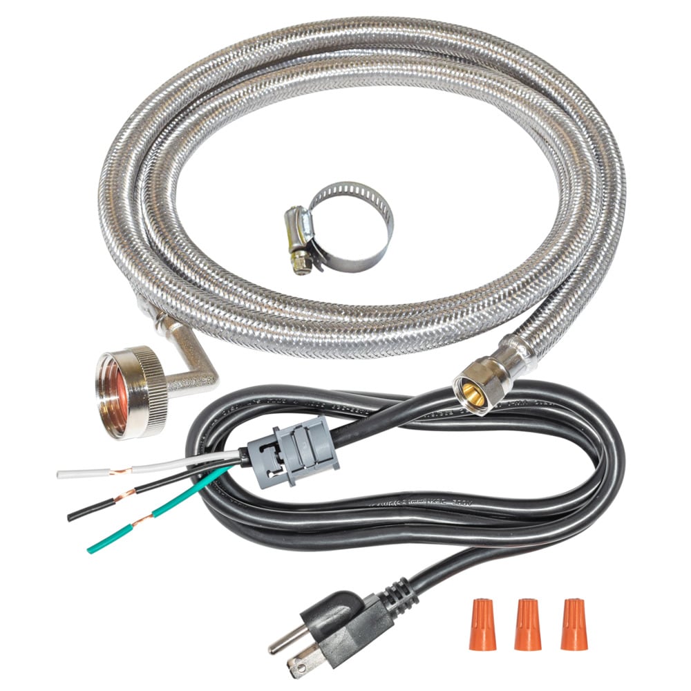 8-ft 3/8 -in Compression Inlet x 3/4 -in Hose thread Outlet Braided stainless steel Dishwasher installation kit