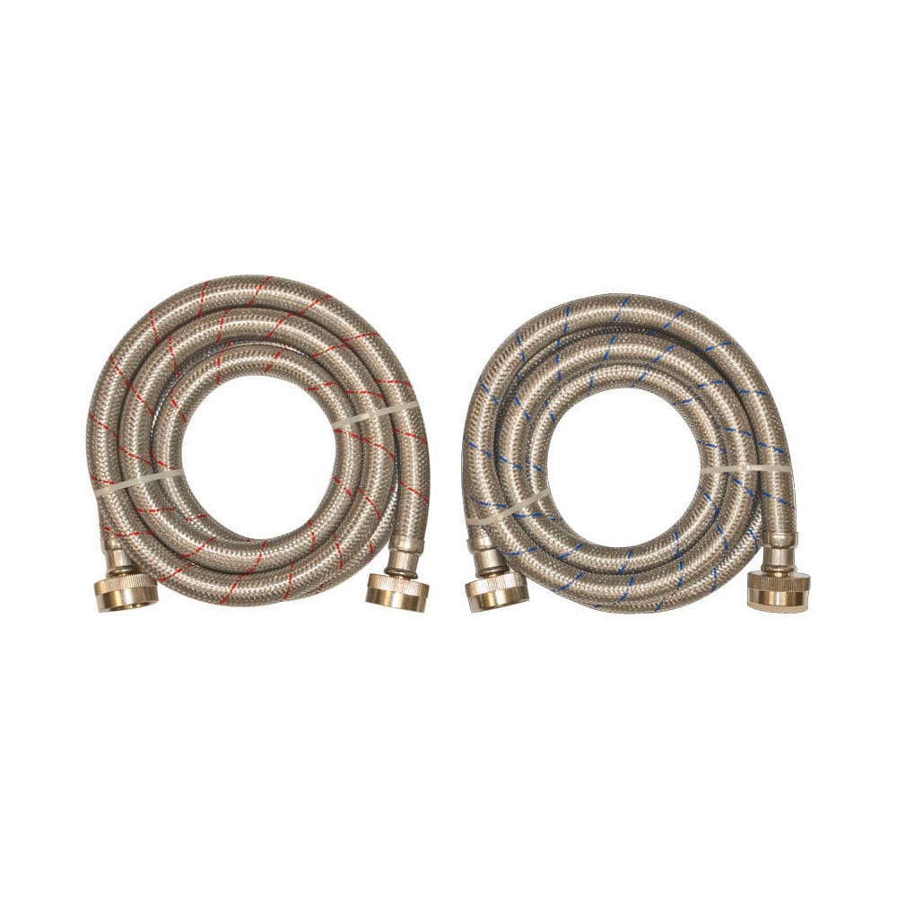 2 -Pack 6-ft 3/4 -in FHT Inlet x 3/4 -in FHT Outlet Stainless steel Washing machine connector