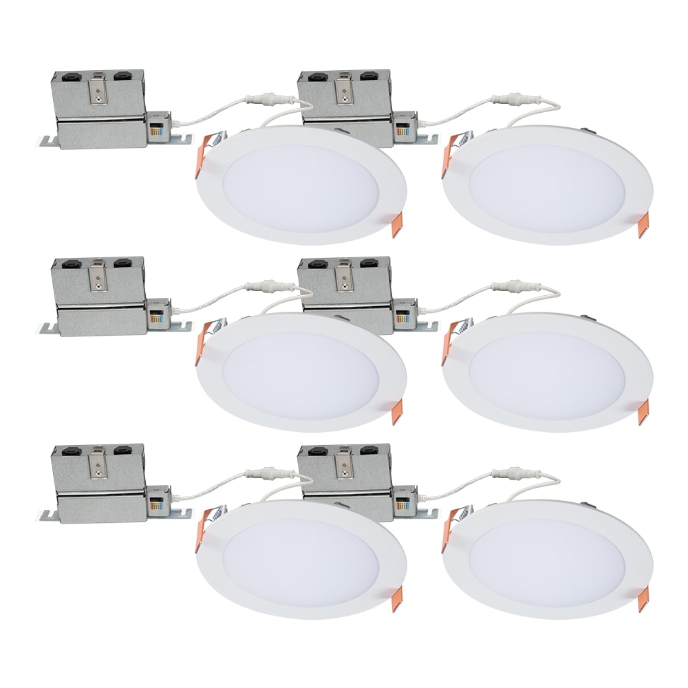 White 6-in 1150 -Lumens Switchable white Round Dimmable LED Canless Wet rated Recessed Downlight 6 -Pack