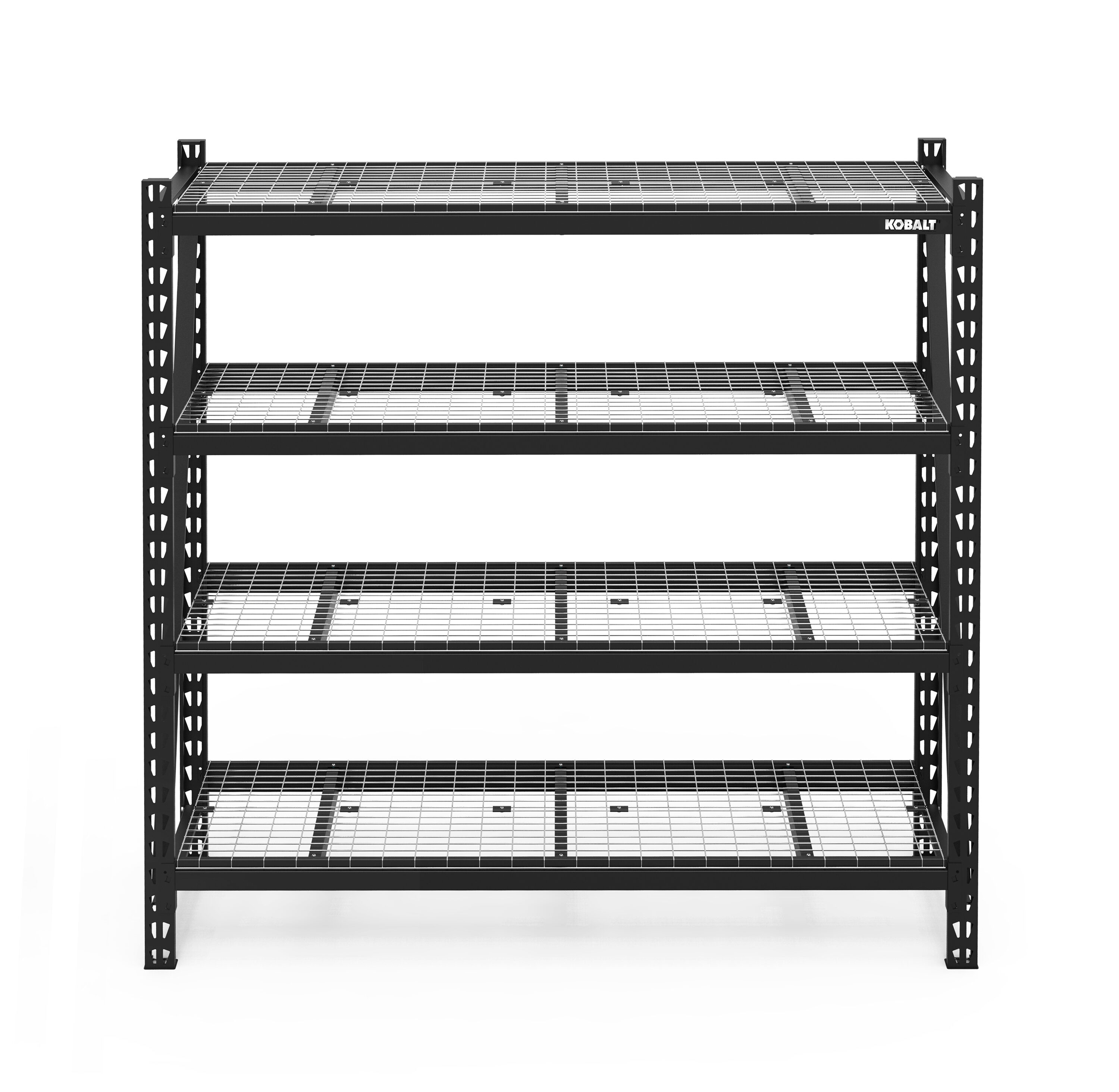 Bolted 4 -Tier Heavy Duty Black Metal Utility shelving unit with Wire Shelves ( 84-in W x 24-in D x 84-in H )