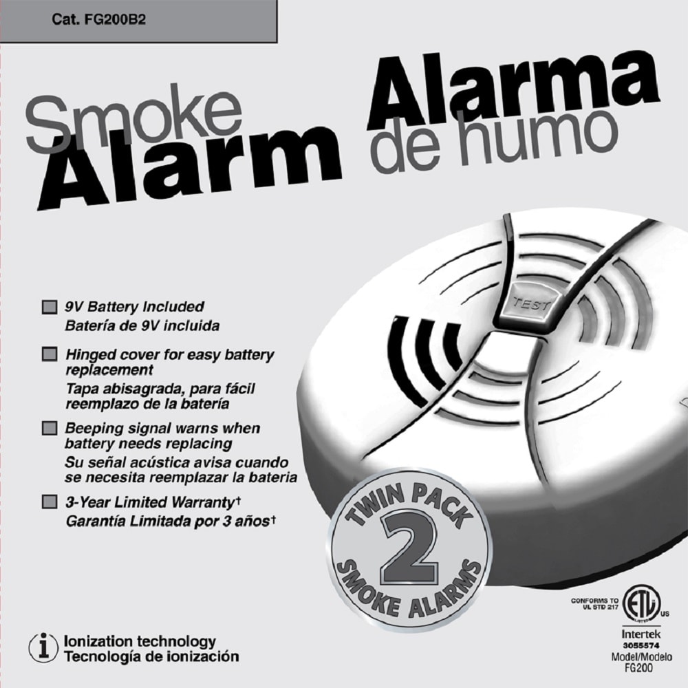 Battery-operated (with Battery Back-up) Ionization Smoke Detector (2-Pack)