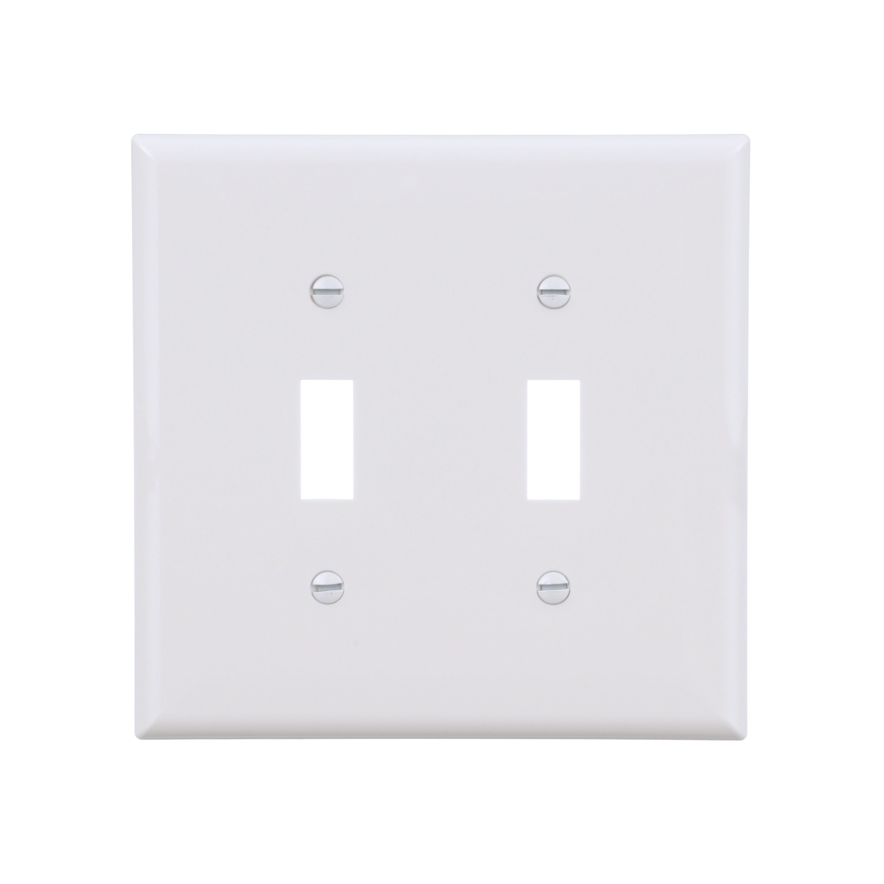 2 -Gang Midsize Size White Polycarbonate Indoor Toggle Wall Plate