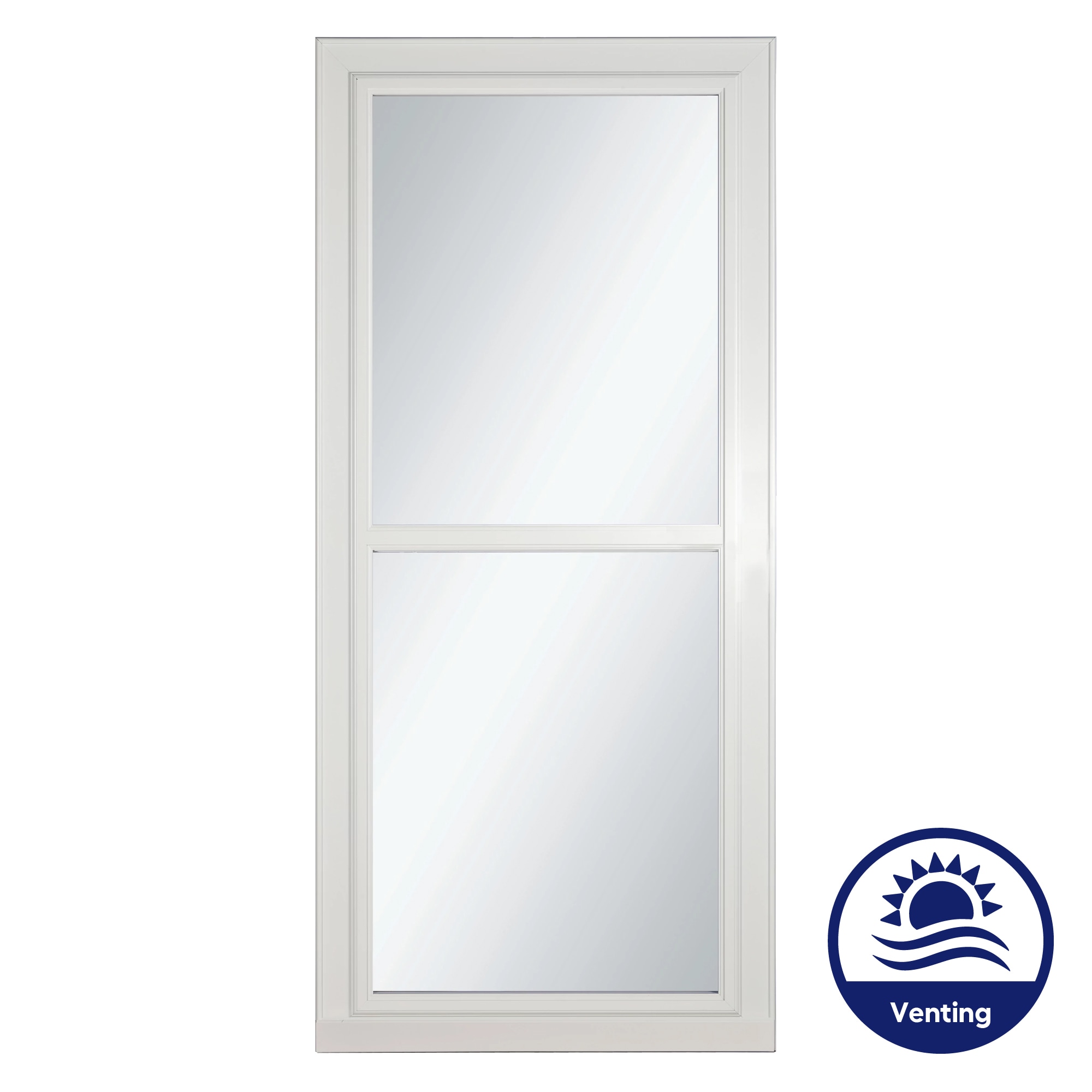 80 Split Fullview (Tradewinds) 36-in x 81-in White Aluminum Reversible Hinge Storm Door with Retractable Screen ( No handle )