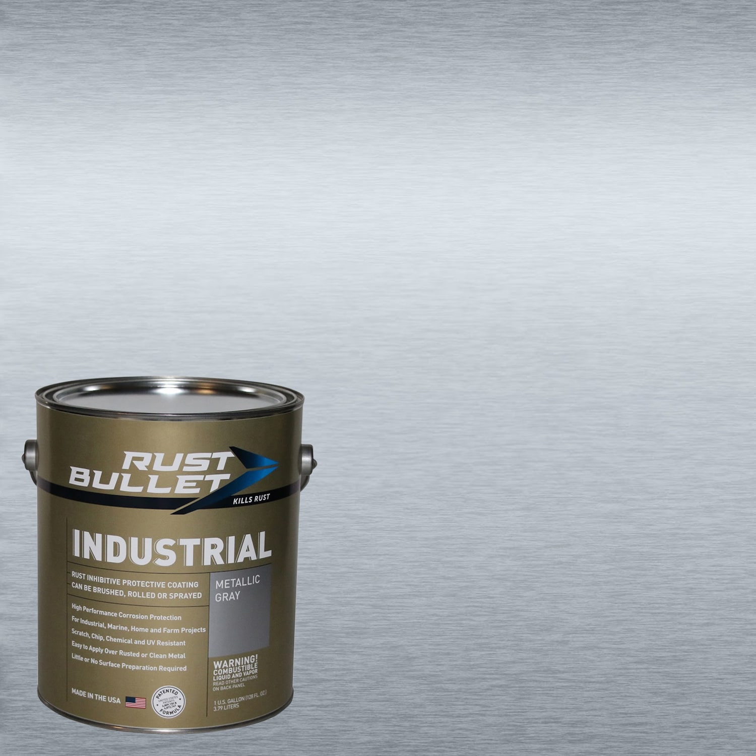 Industrial Rust Inhibitor Satin Metallic Gray Oil-based Interior/Exterior Paint + Primer ( 1-gallon )