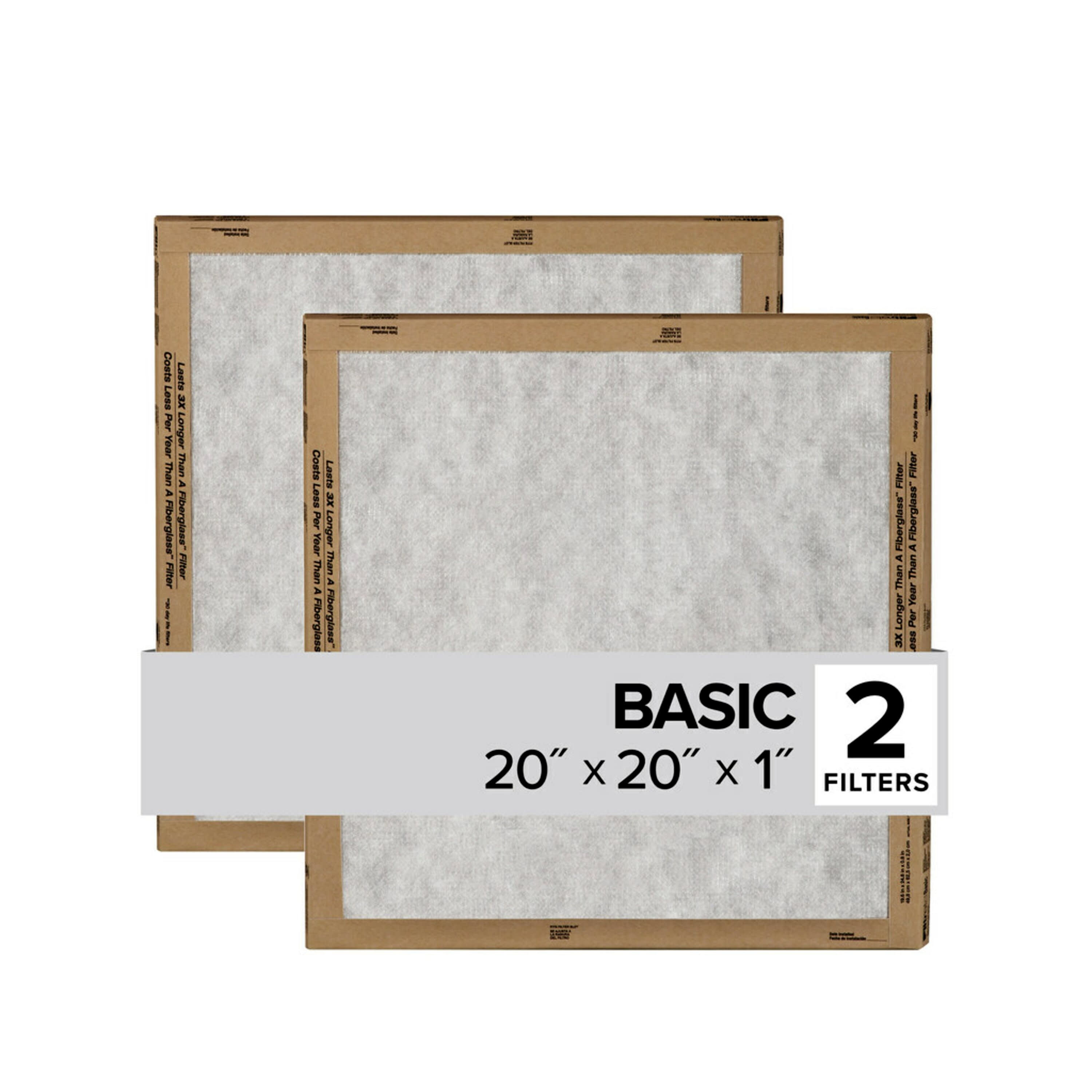 20 x 20 x 1 MERV 1 Basic flat Air Filter 2 -Pack