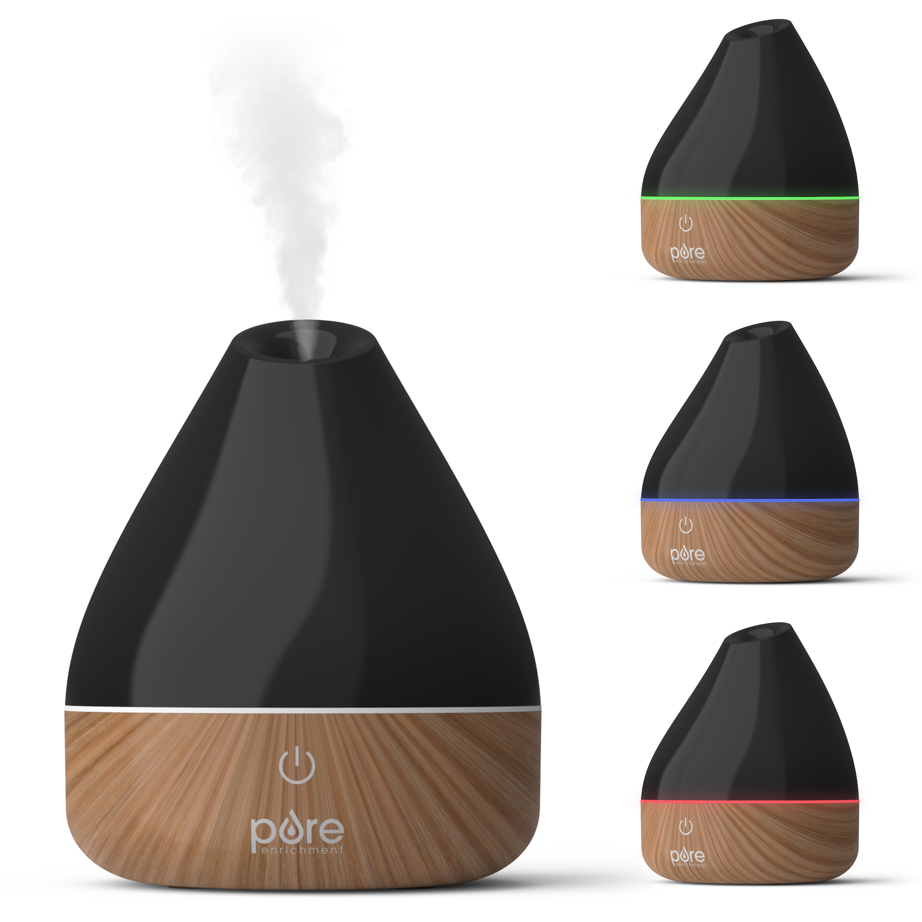 Pure Enrichment PureSpa Natural Essential Oil Diffuser (Black) Evaporative Small Room Tabletop Humidifier - Black #PESPAWD-B