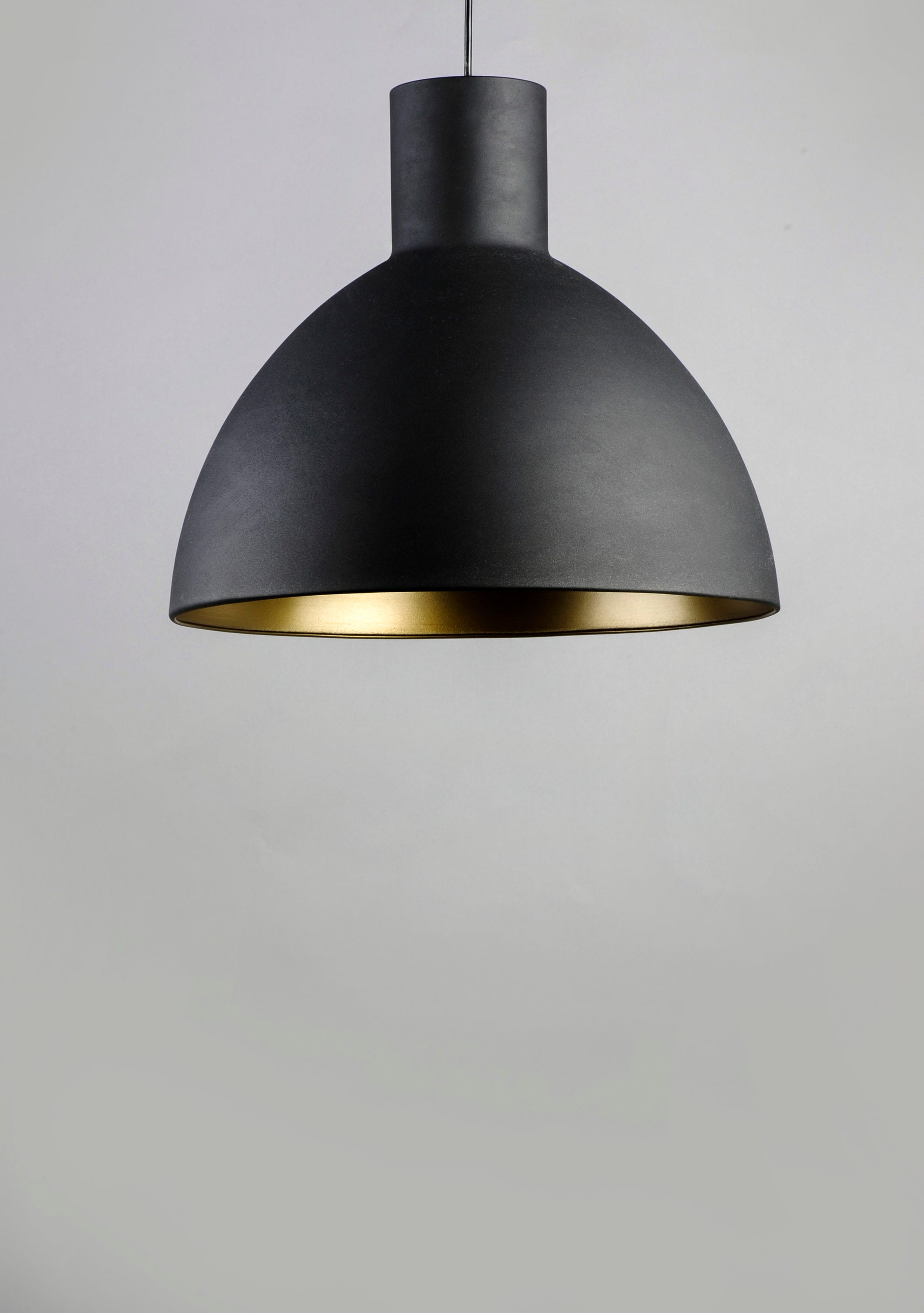 Cora 1 -Light Black/Gold Industrial Dome Medium Hanging Pendant light