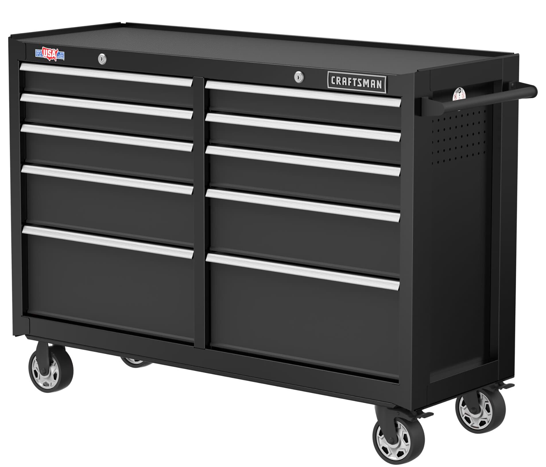 2000 Series 52-in W x 38.05-in H 10 -Drawer Steel Rolling Tool Cabinet ( Black )