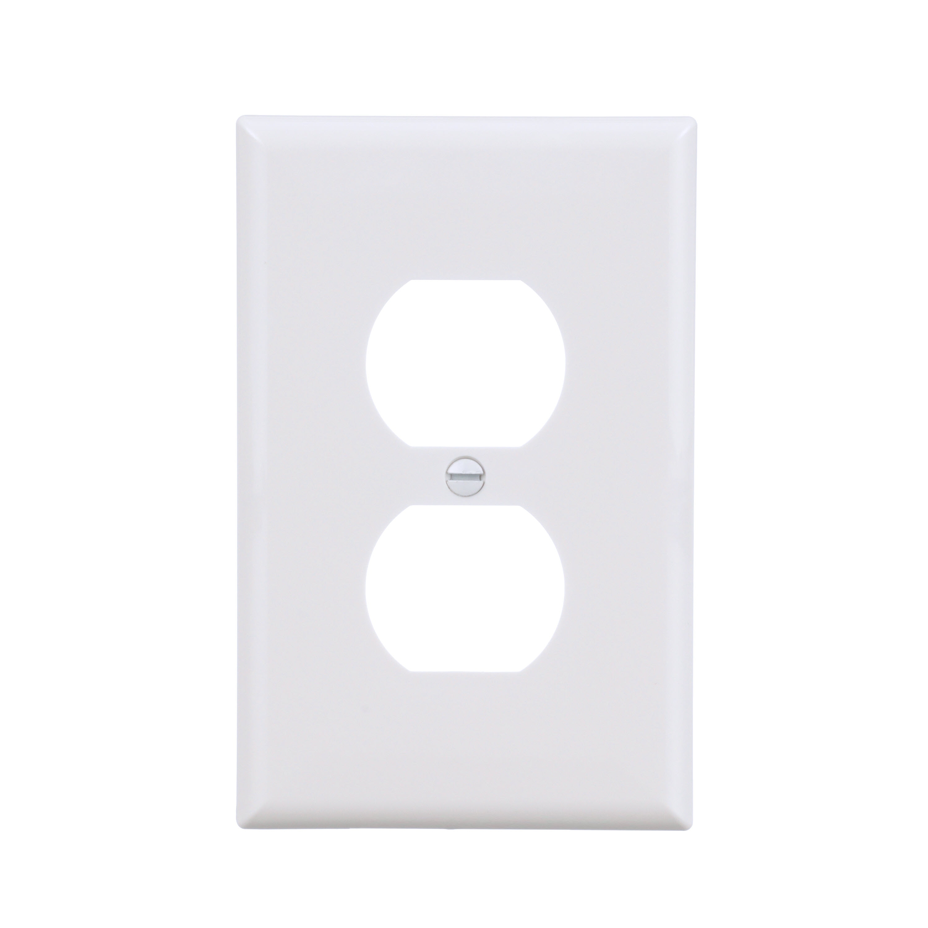1 -Gang Midsize Size White Polycarbonate Indoor Duplex Wall Plate