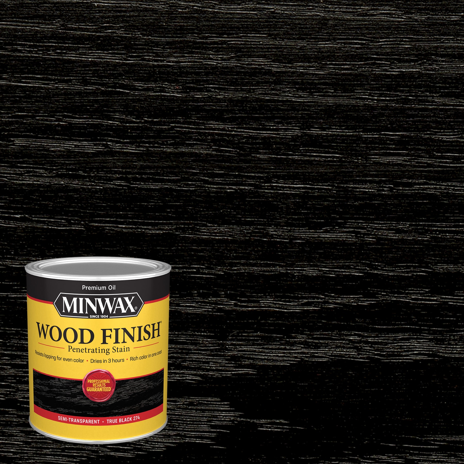 Wood Finish Oil-based True Black Semi-transparent Interior Stain ( 1-quart )