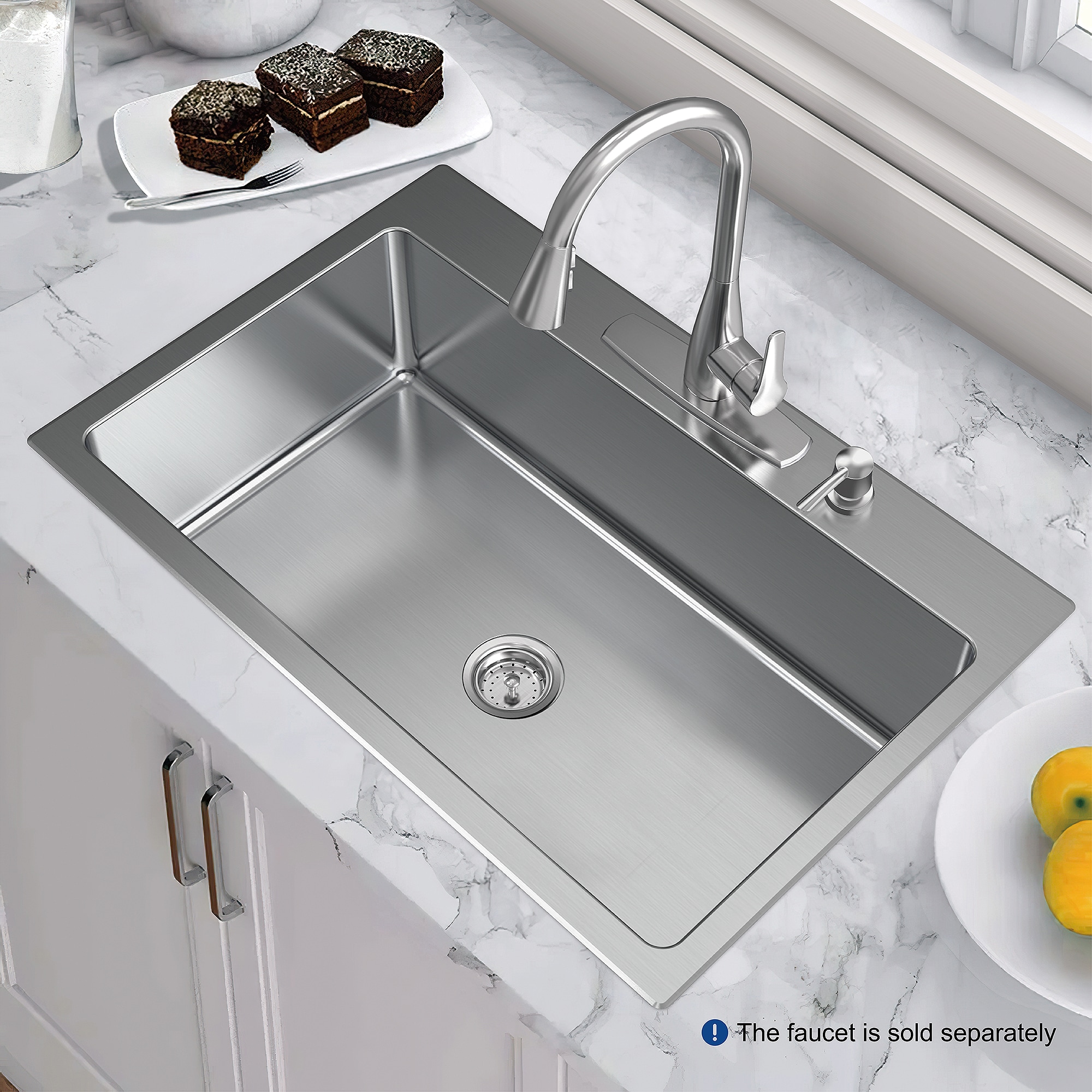 Theo Drop-in or undermount 33-in x 22-in Stainless steel Single bowl 18 -Gauge Kitchen Sink