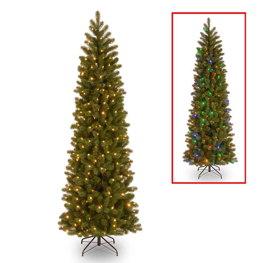 6.5-ft Douglas fir Pre-lit Slim Artificial Christmas Tree with Multicolor LED Lights