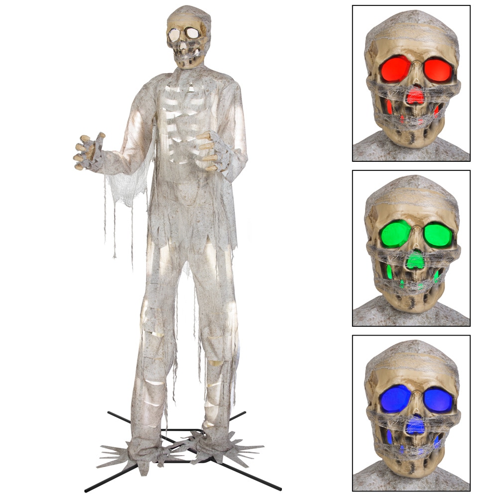 12.01-ft Freestanding Moaning Lighted Lifesize animated Mummy Animatronic