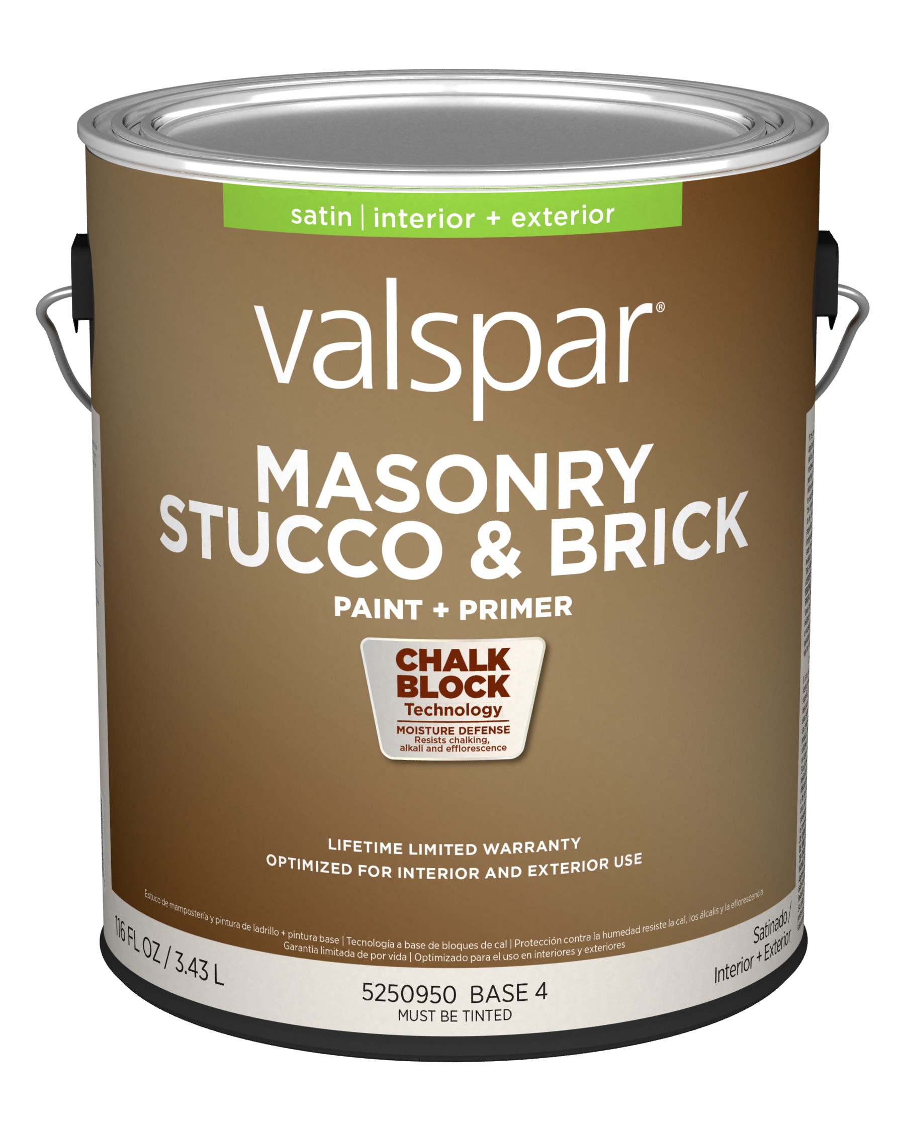 Masonry Stucco Brick Satin Base 4 Tintable Latex Interior/Exterior Paint + Primer ( 1-gallon )
