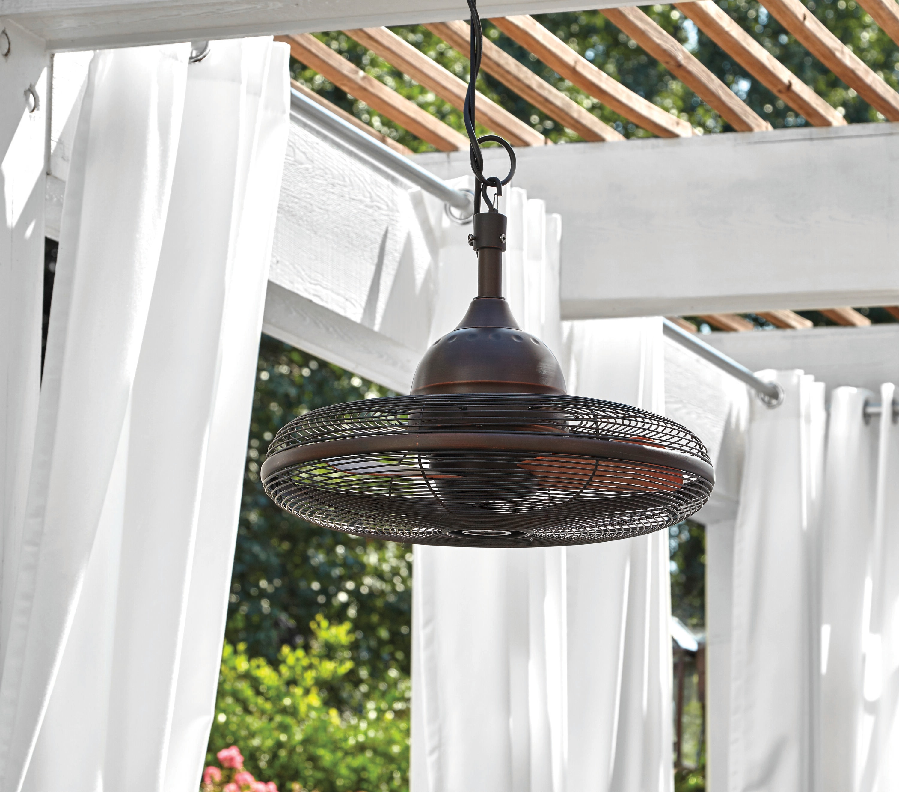 Valdosta 20-in Bronze with Cinnamon Blades Uncovered Outdoor Cage Ceiling Fan Without Light 3 -Blade