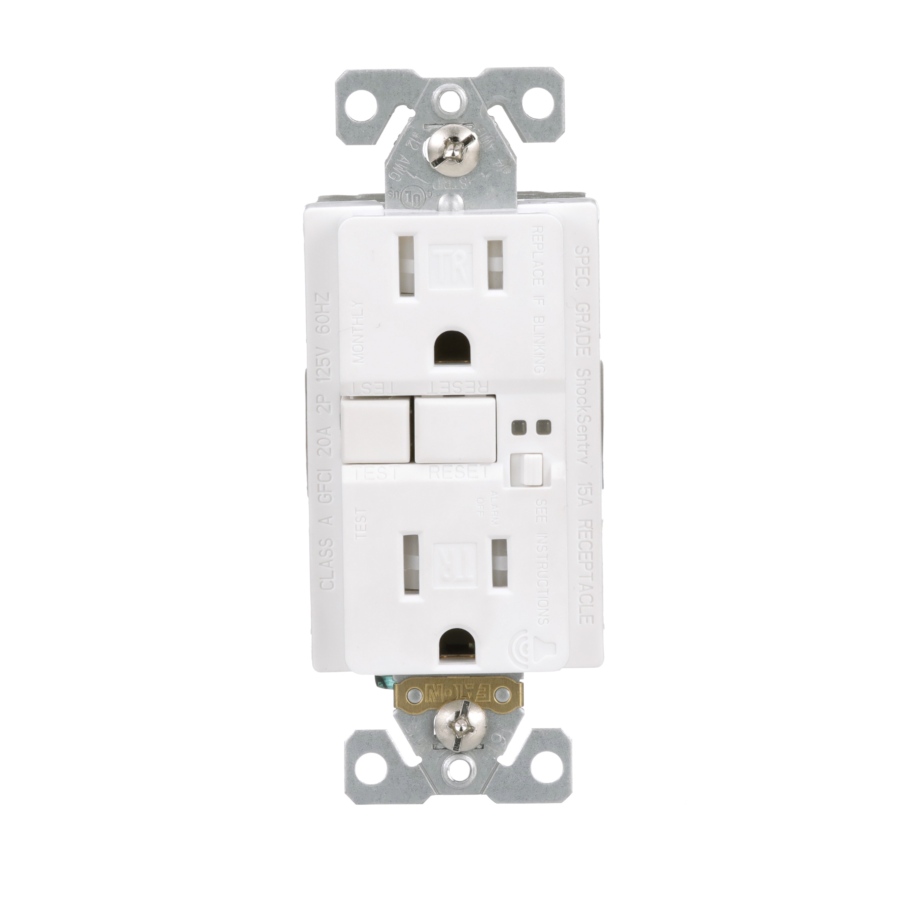 15 -Amp 125-volt Tamper Resistant GFCI Residential Decorator Outlet , White